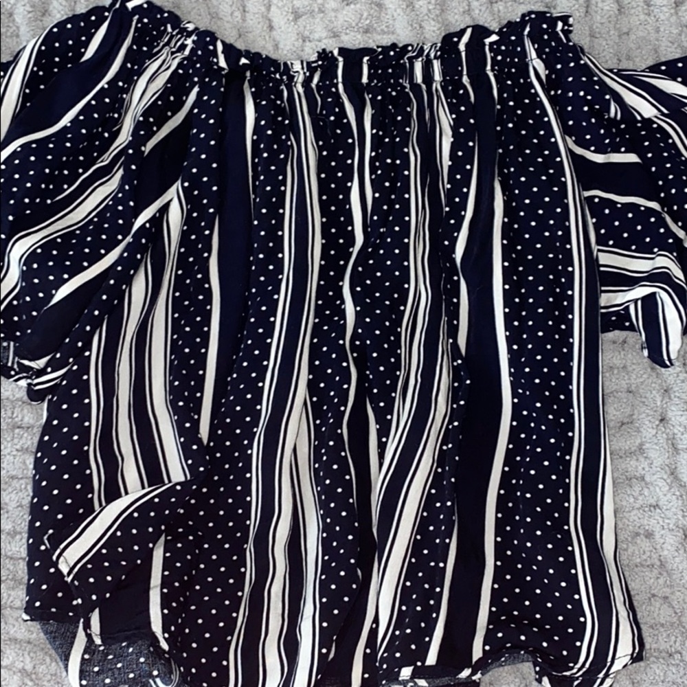 boutique (she + sky) pattern off the shoulder top